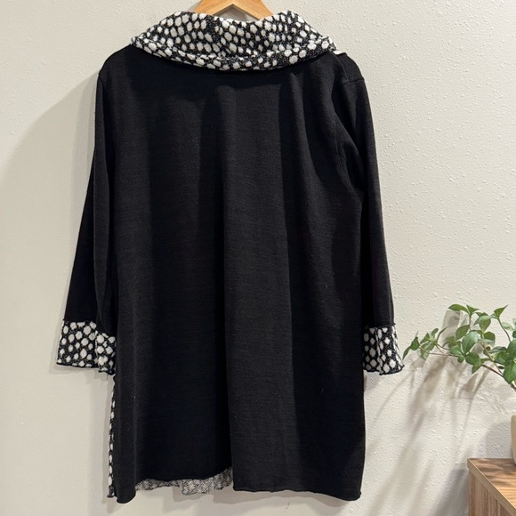 Ali Miles Size XL 3/4 Sleeves Cowl Neck Tunic Sweater Abstract Artsy Lagenlook - Picture 2 of 6